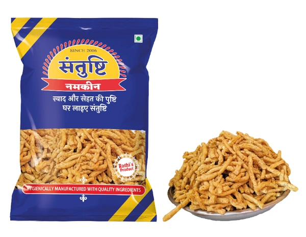 SANTUSHTI NAMKEEN | LAHSUN SEV |Authentic Indian Garlic Flavored Snack, Made in Groundnut Oil - 400 Gms